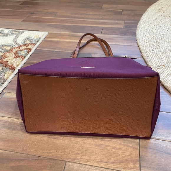 Coach Canvas Tote Plum with brown leather trim - Picture 3 of 6